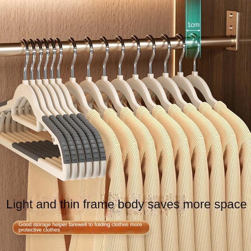 10PCS Non-Slip Clothes Hangers – No-Trace Hanger Set for Dorm, Bedroom & Closet Organization | Space-Saving Storage