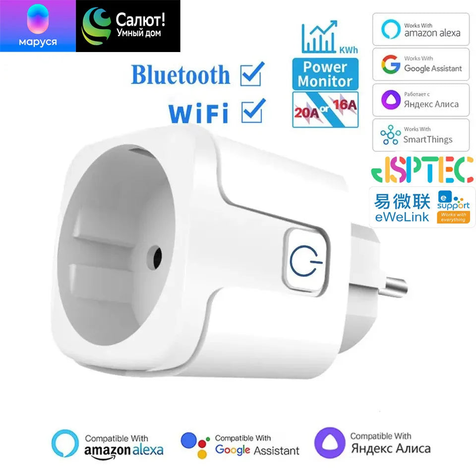 EWelink WiFi Smart Plug with Power Monitoring – Voice Control Smart Socket Compatible with Alexa, Google Home, Yandex Marusya