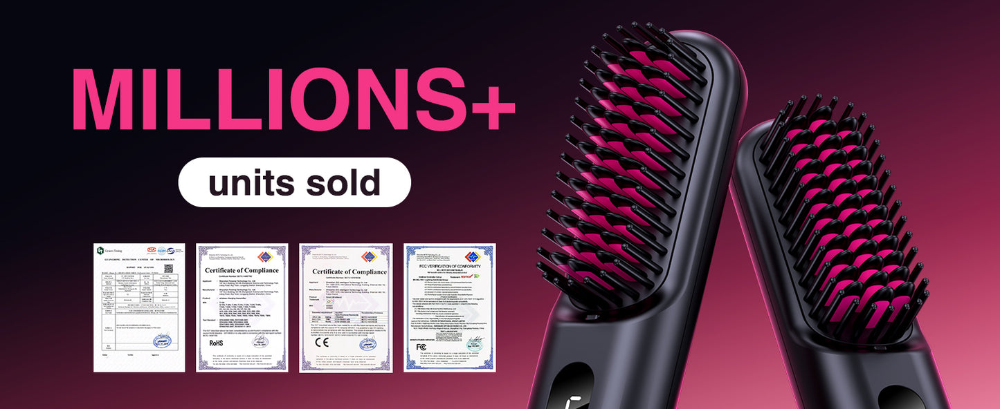 Cordless Negative Ionic Hair Straightener Brush Hot Comb 5000mAh Hair Iron Straightener Hair Straightener and Curler Women Gift
