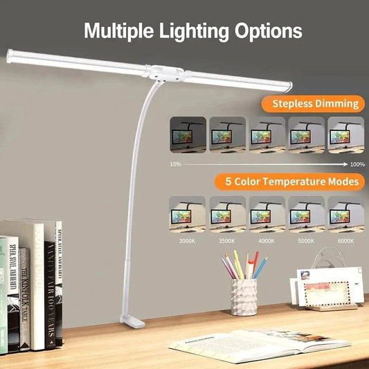 Double Head Foldable LED Desk Lamp | Dimmable & Eye-Caring Office LightLed BulbsMERRIA