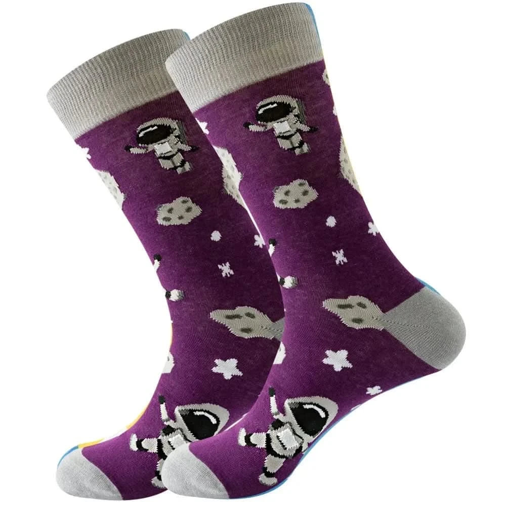 Original Happy Animal Astronaut Geometric Crew Halloween Socks - MERRIAAdult SocksMERRIA