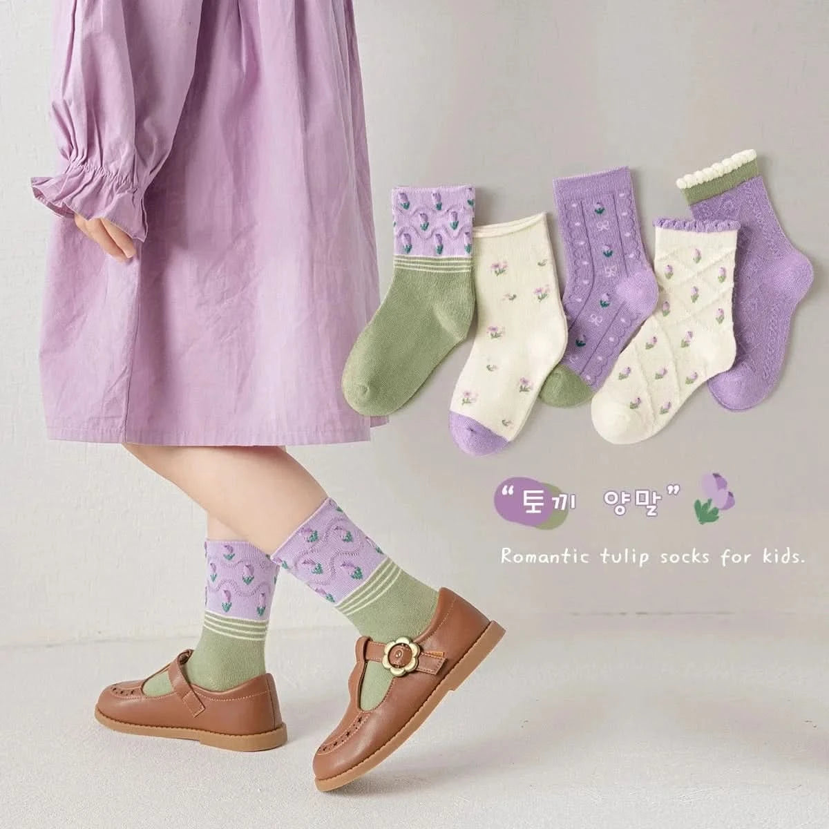 Sweet Rosy Bowknot Spring Girls Socks - 5 Pairs Kids Calf Cotton Children Socks - MERRIAKids SocksMERRIA