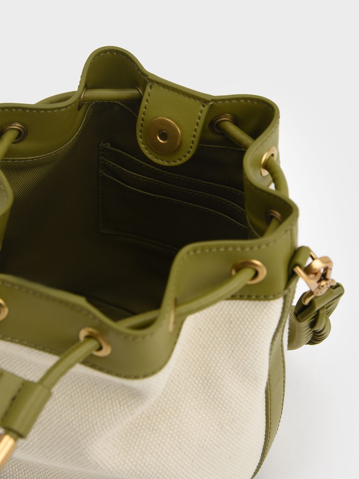 Charles & Keith Canvas Drawstring Bucket Bag - Multi