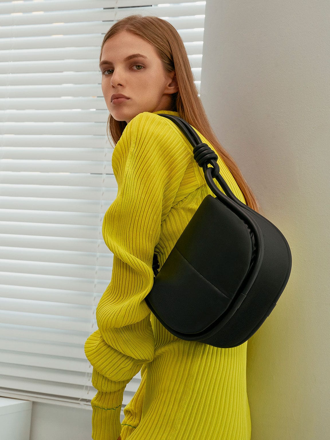 Charles & Keith Luna Knotted Handle Shoulder Bag - Black