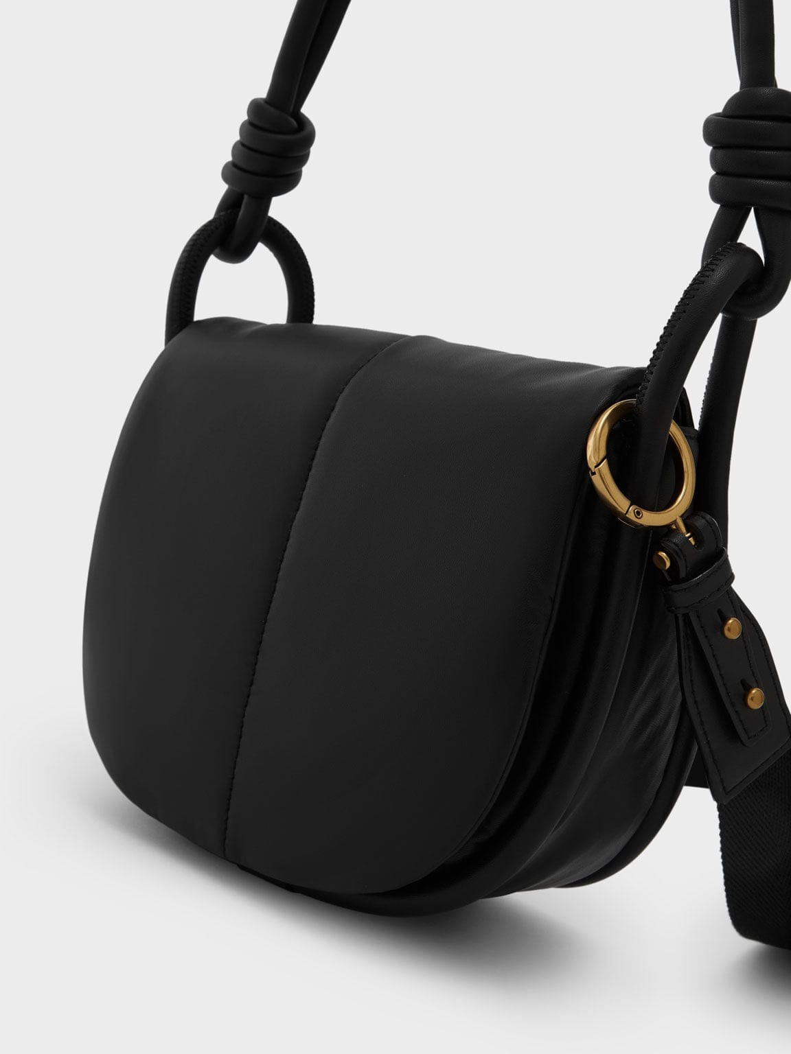 Charles & Keith Luna Knotted Handle Shoulder Bag - Black