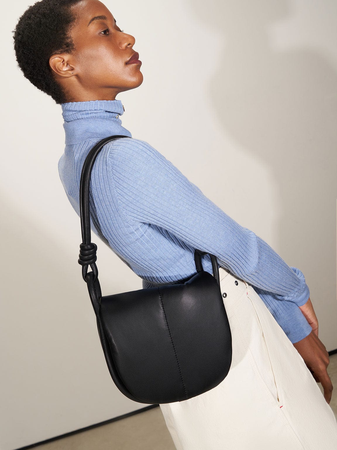 Charles & Keith Luna Knotted Handle Shoulder Bag - Black