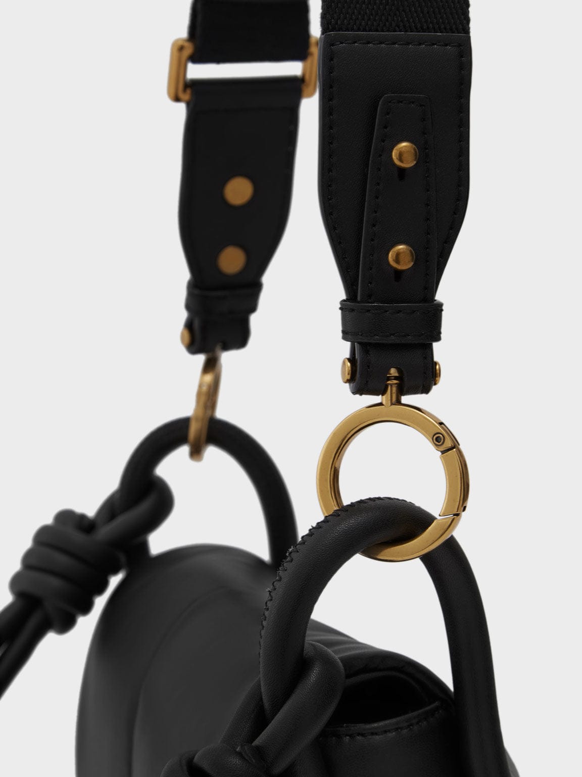 Charles & Keith Luna Knotted Handle Shoulder Bag - Black