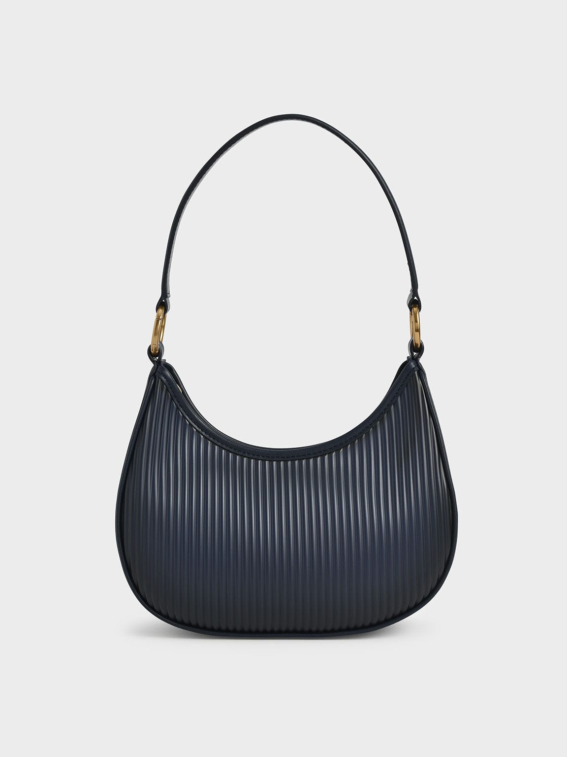 Charles & Keith Acrylic Chain Handle Hobo Bag - Navy