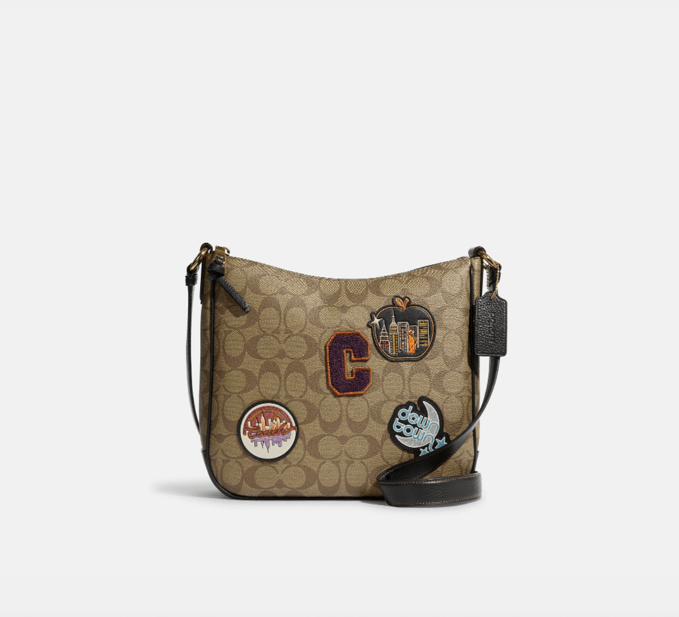 Coach Ellie File Bag In Signature Canvas With Disco Patches