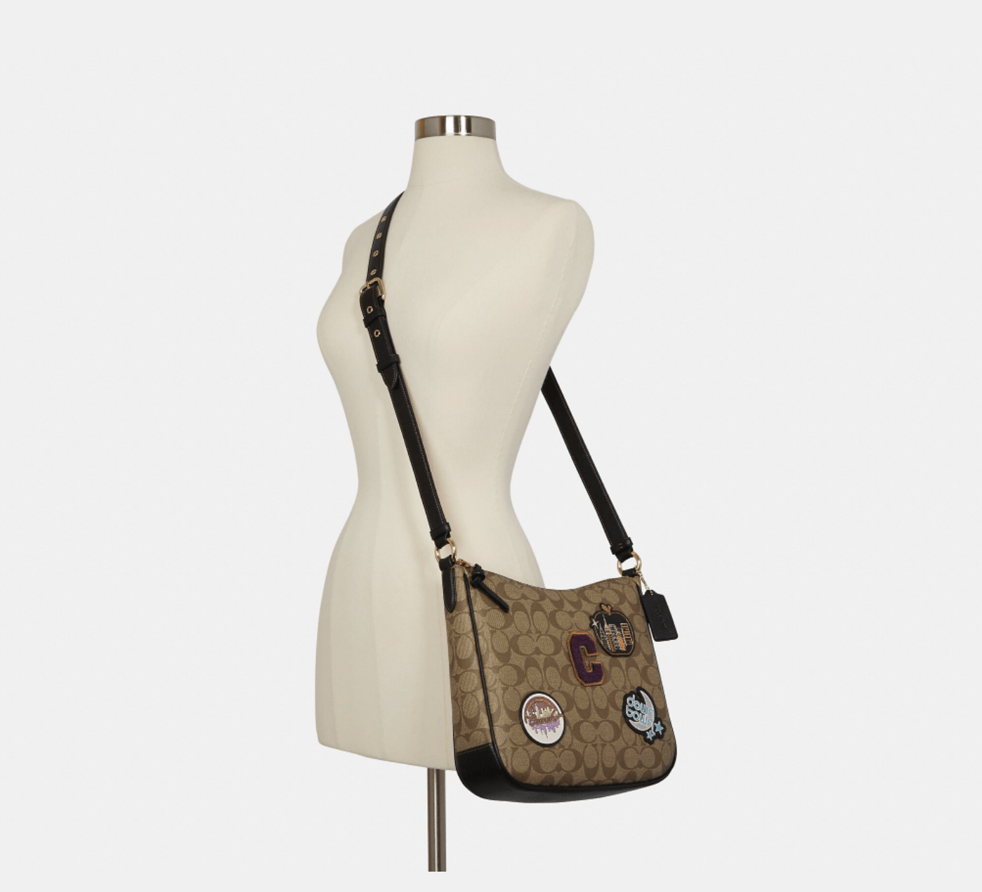 Coach Ellie File Bag In Signature Canvas With Disco Patches