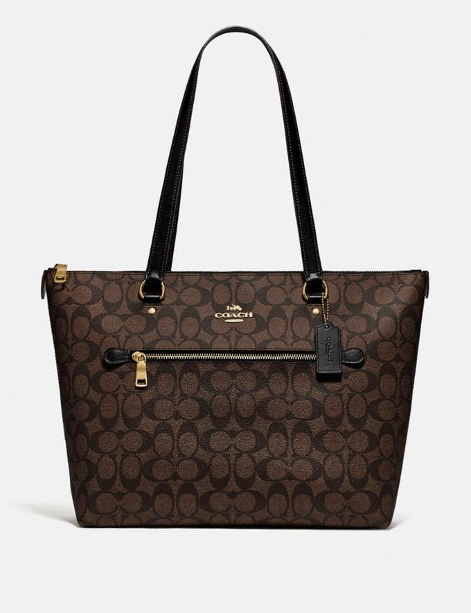 Coach Gallery Tote In Signature Canvas (Dark Brown)