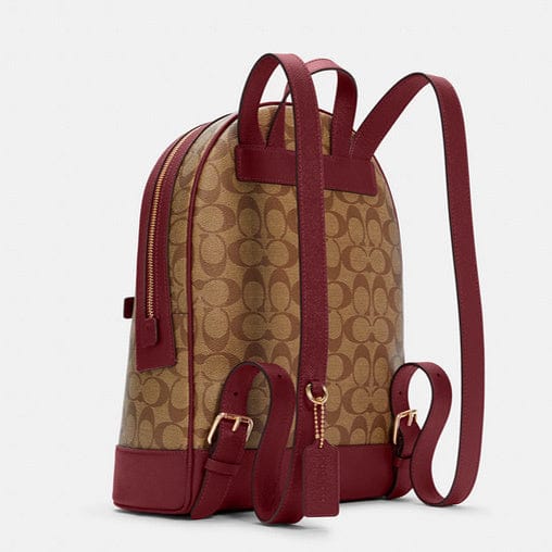 Coach Kenley Backpack In Signature Canvas (Khaki/Cherry)
