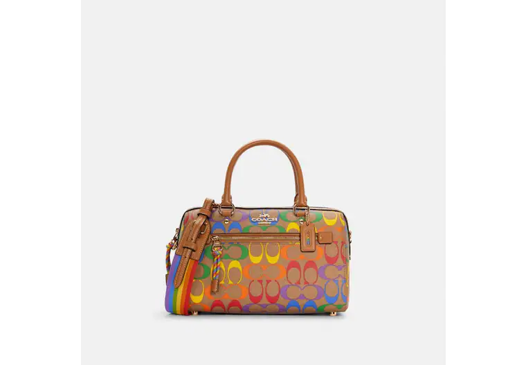Coach Rowan Satchel In Rainbow Signature Canvas