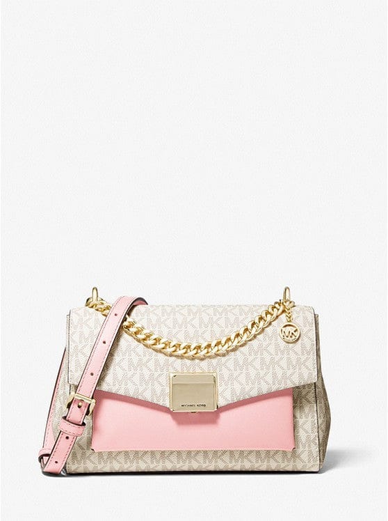 Michael Kors Lita Medium Two-Tone Logo Crossbody Bag (Powder Blush/Multi)