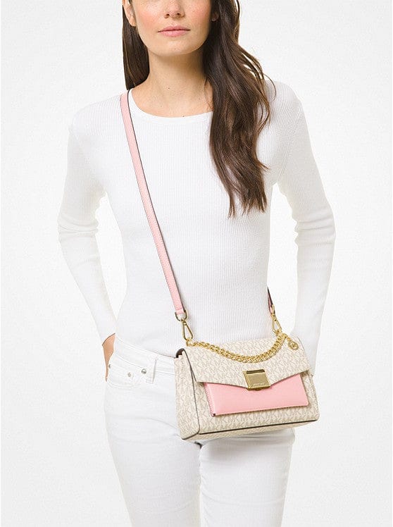 Michael Kors Lita Medium Two-Tone Logo Crossbody Bag (Powder Blush/Multi)