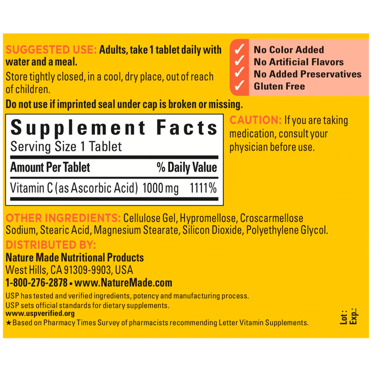 Nature Made Vitamin C 1000mg, 300 Tablets