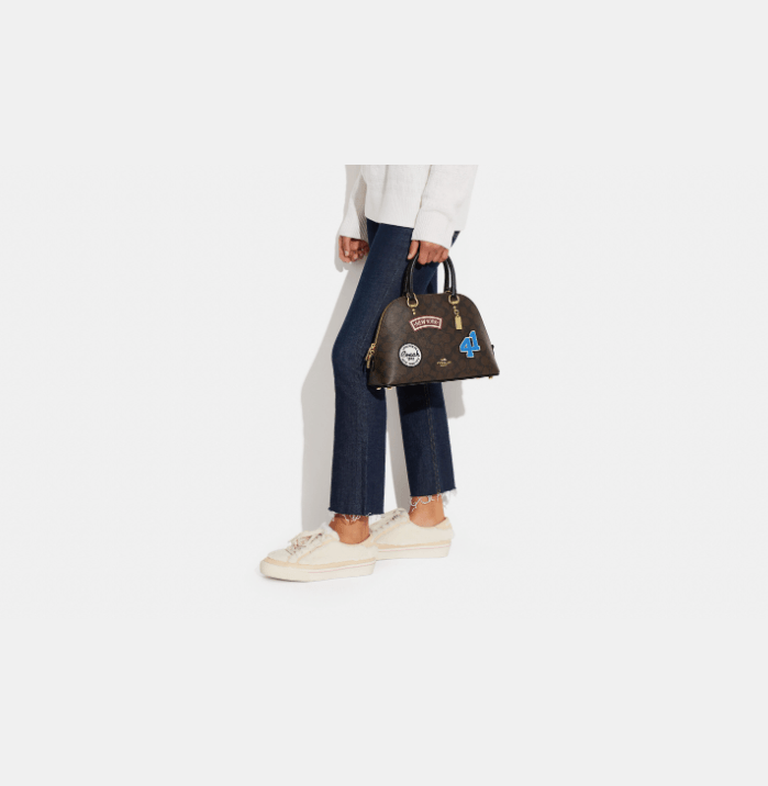 Coach Katy Satchel In Signature Canvas With Ski Patches