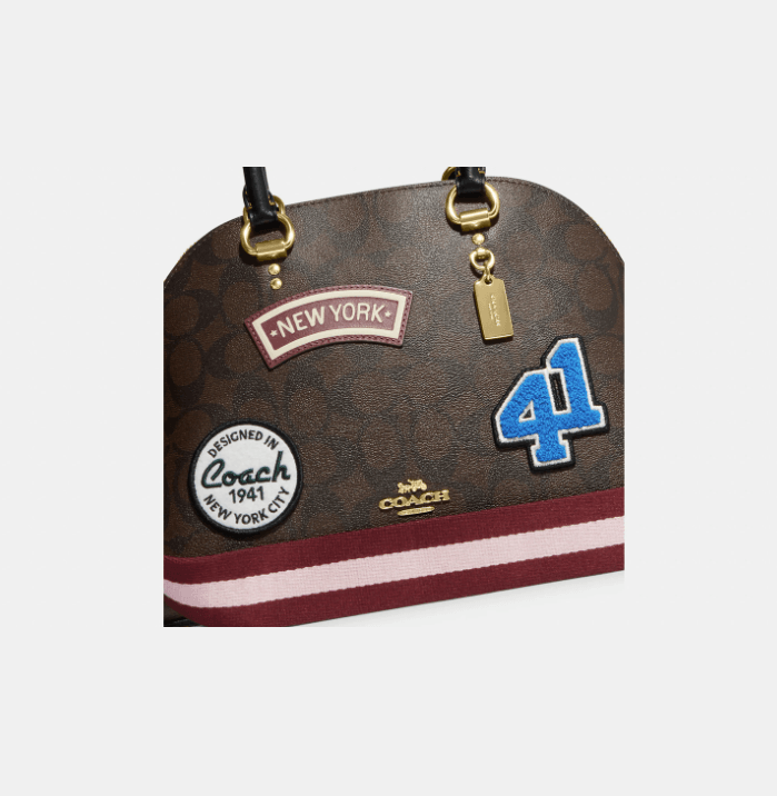 Coach Katy Satchel In Signature Canvas With Ski Patches