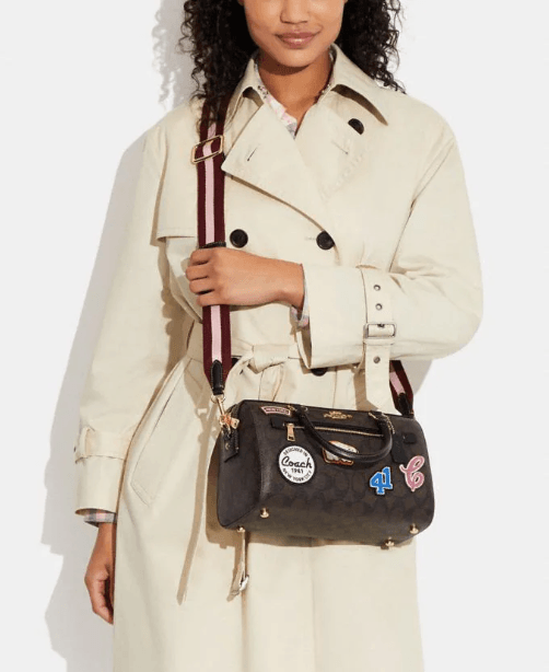 Coach Rowan Satchel In Signature Canvas With Ski Patches