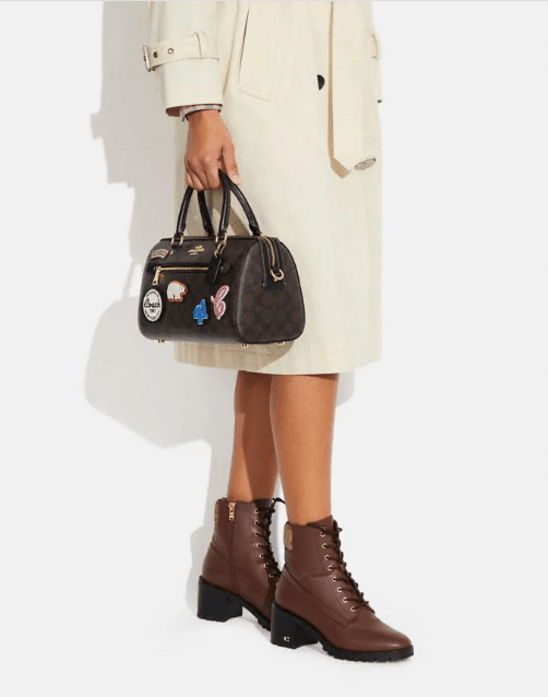 Coach Rowan Satchel In Signature Canvas With Ski Patches