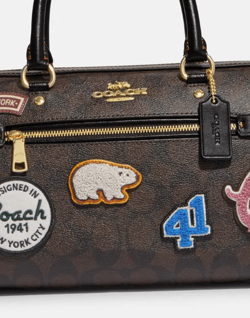 Coach Rowan Satchel In Signature Canvas With Ski Patches