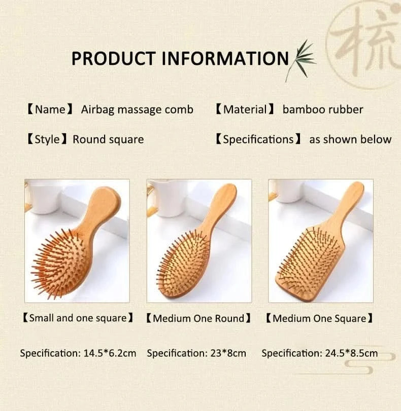 Air Cushion Massage Comb for Straight Hair - Bamboo Care Comb - MERRIAHair EssentialMERRIA