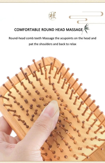 Air Cushion Massage Comb for Straight Hair - Bamboo Care Comb - MERRIAHair EssentialMERRIA