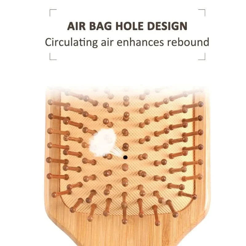 Air Cushion Massage Comb for Straight Hair - Bamboo Care Comb - MERRIAHair EssentialMERRIA