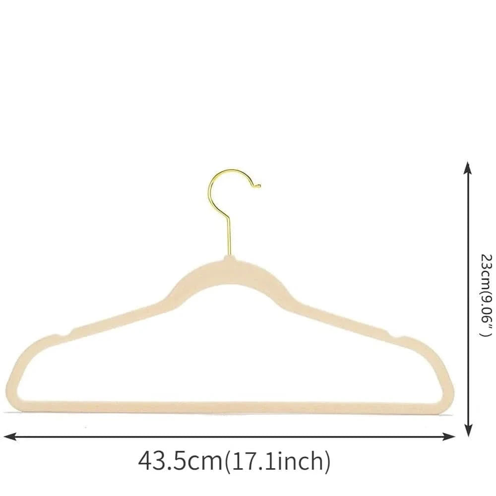 Golden Hook Flocking Hangers - Non-Slip Velvet for Adult Wardrobe Storage - MERRIAMERRIA43cm Seamless Flocking Hangers