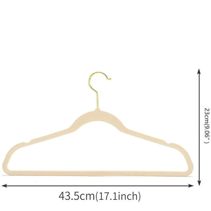 Golden Hook Flocking Hangers - Non-Slip Velvet for Adult Wardrobe Storage - MERRIAMERRIA43cm Seamless Flocking Hangers