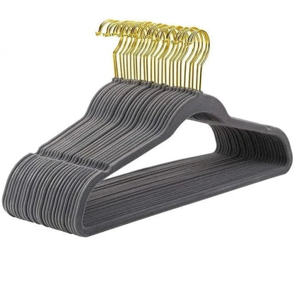 Golden Hook Flocking Hangers - Non-Slip Velvet for Adult Wardrobe Storage - MERRIAMERRIA43cm Seamless Flocking Hangers