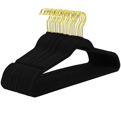 Golden Hook Flocking Hangers - Non-Slip Velvet for Adult Wardrobe Storage - MERRIAMERRIA43cm Seamless Flocking Hangers