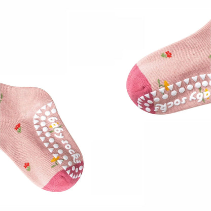 Cartoon Flowers Kids Non-slip Cotton Socks - Pack of 5 - MERRIAKids SocksMERRIA