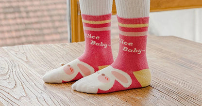 Cartoon Flowers Kids Non-slip Cotton Socks - Pack of 5 - MERRIAKids SocksMERRIA