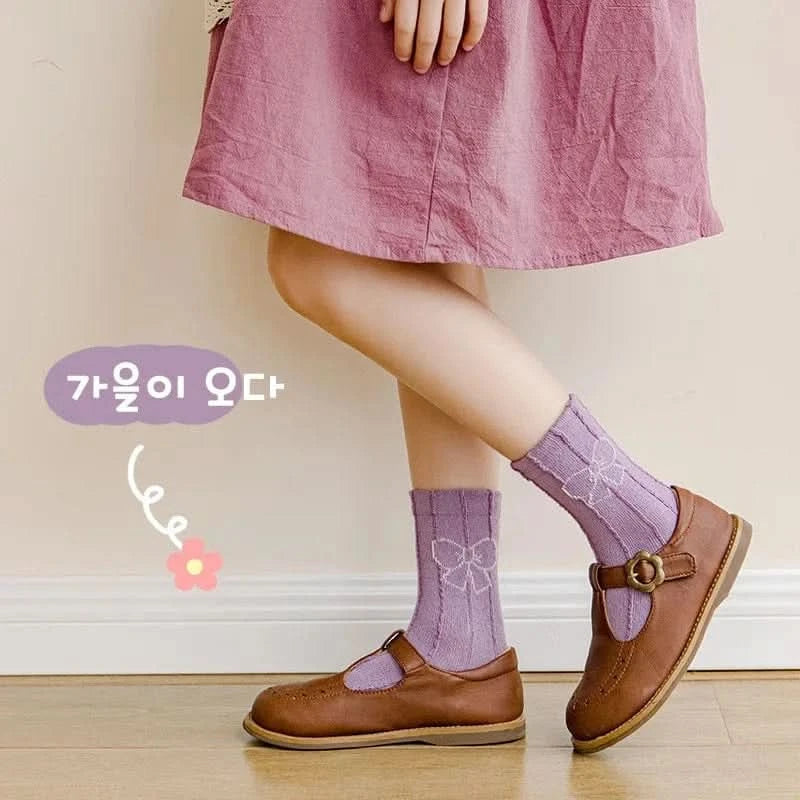 5 Pairs Girls' Floral Print Cotton Socks - Soft Toddler Footwear for Spring/Autumn - MERRIAKids SocksMERRIA