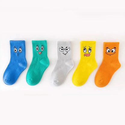 Emoticon Kids Socks - Comfortable Funny Face Pattern 5-Pack - MERRIAKids SocksMERRIA