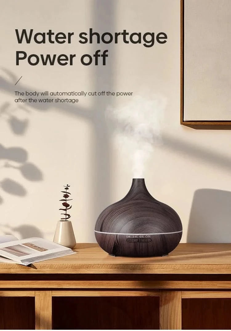 Wood Grain Aromatherapy Diffuser with Remote Control & LED Night LightFragrance DiffuserMERRIA