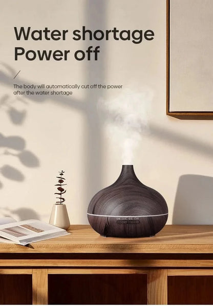 Wood Grain Aromatherapy Diffuser with Remote Control & LED Night LightFragrance DiffuserMERRIA