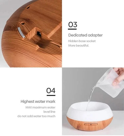 Wood Grain Aromatherapy Diffuser with Remote Control & LED Night LightFragrance DiffuserMERRIA
