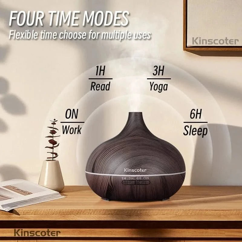 Wood Grain Aromatherapy Diffuser with Remote Control & LED Night LightFragrance DiffuserMERRIA
