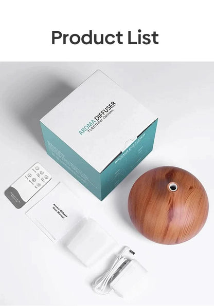 Wood Grain Aromatherapy Diffuser with Remote Control & LED Night LightFragrance DiffuserMERRIA