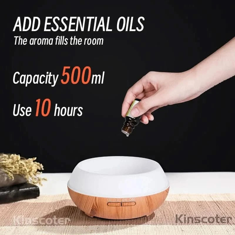 Wood Grain Aromatherapy Diffuser with Remote Control & LED Night LightFragrance DiffuserMERRIA
