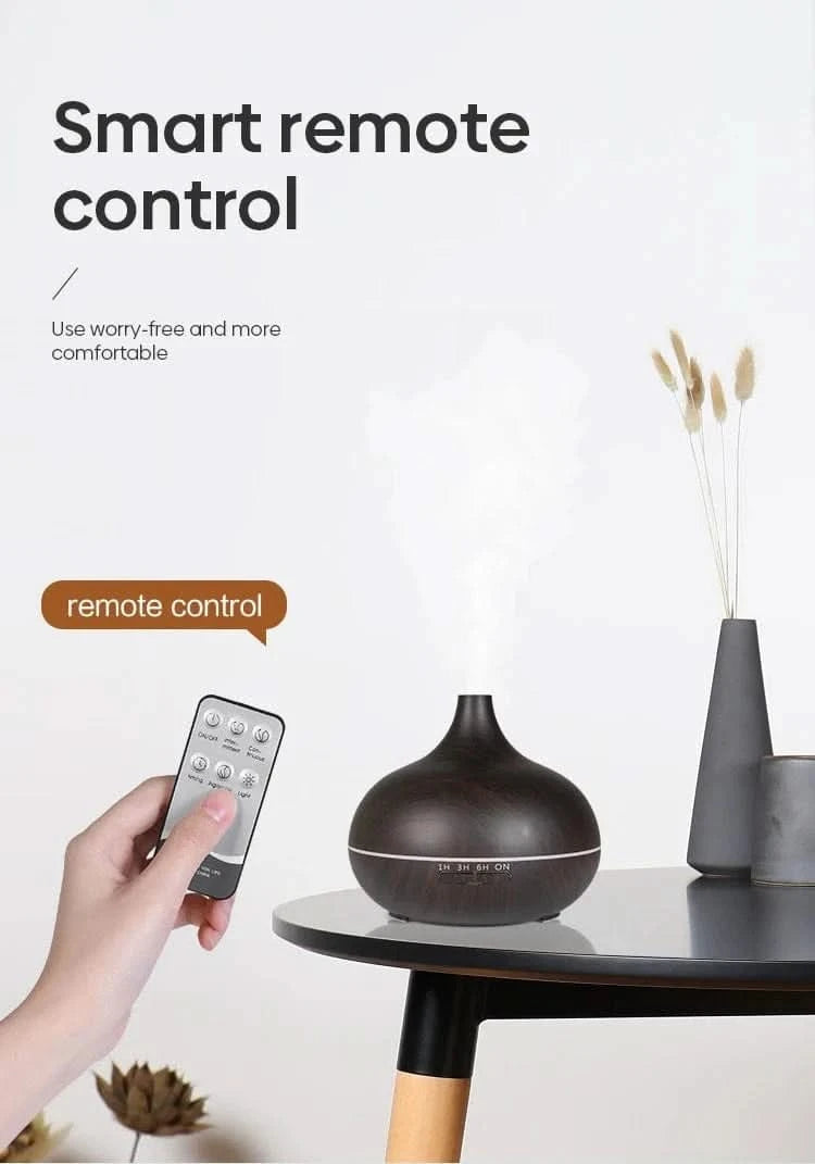 Wood Grain Aromatherapy Diffuser with Remote Control & LED Night LightFragrance DiffuserMERRIA