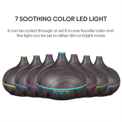 Wood Grain Aromatherapy Diffuser with Remote Control & LED Night LightFragrance DiffuserMERRIA