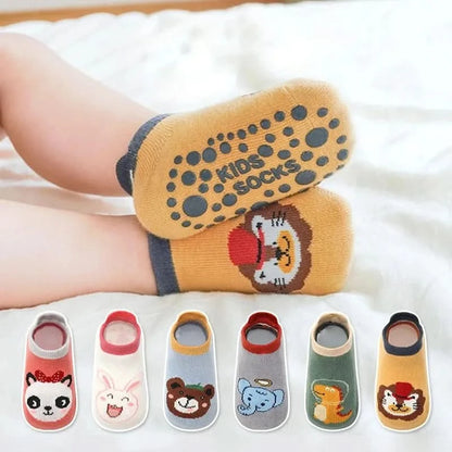 Non-Slip Animal Print Kids Cotton Socks - 6 Pairs for Babies & Toddlers - MERRIABaby SocksMERRIA