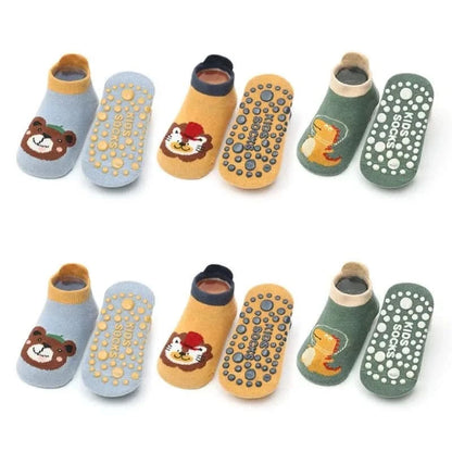 Non-Slip Animal Print Kids Cotton Socks - 6 Pairs for Babies & Toddlers - MERRIABaby SocksMERRIA