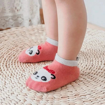 Non-Slip Animal Print Kids Cotton Socks - 6 Pairs for Babies & Toddlers - MERRIABaby SocksMERRIA