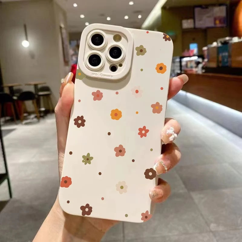 "Flowers & Hearts iPhone Case – Shockproof Candy Soft Silicone Cover for iPhone 16 Pro Max, 15, 14, 13, 12, 11, XS, XR, X, 7, 8 Plus