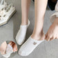 Socks Set 10 Pairs Toe Socks Women's Cotton Ankle Stockings Summer Breathable Versatile White Socks Cute Cartoon Pattern