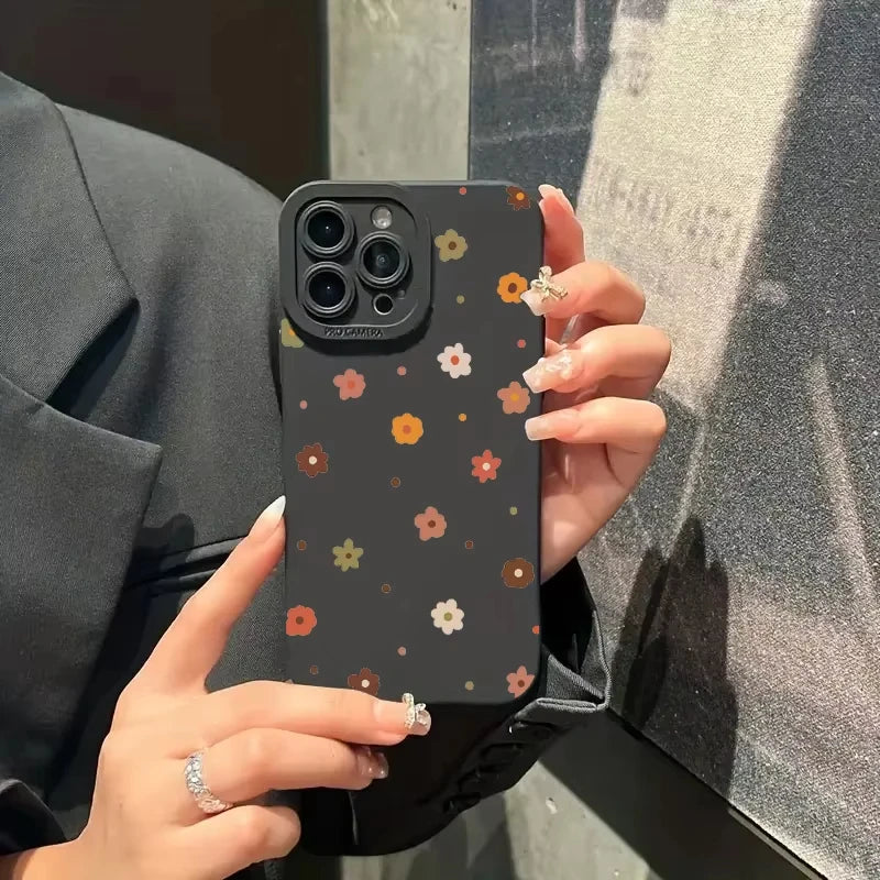 "Flowers & Hearts iPhone Case – Shockproof Candy Soft Silicone Cover for iPhone 16 Pro Max, 15, 14, 13, 12, 11, XS, XR, X, 7, 8 Plus